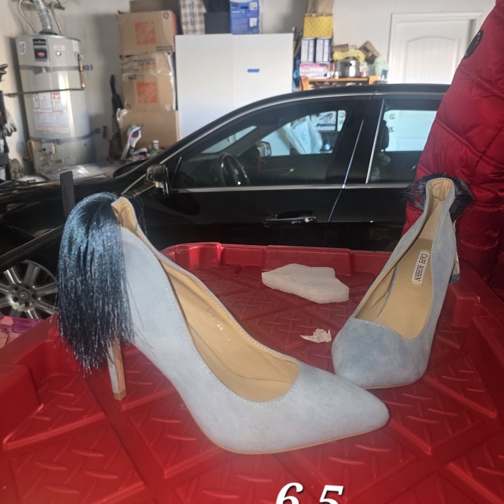 Cape Robbin Light Blue Suede Heels with Tassel